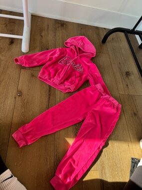BARBIE Velour Tracksuit Jacket & Pants GIRLS 4T 2pc Set Activewear